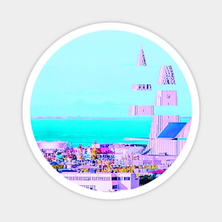 Reykjavik Iceland Hallgrimskirkja Cathedral Vaporwave Glitch Art Magnet